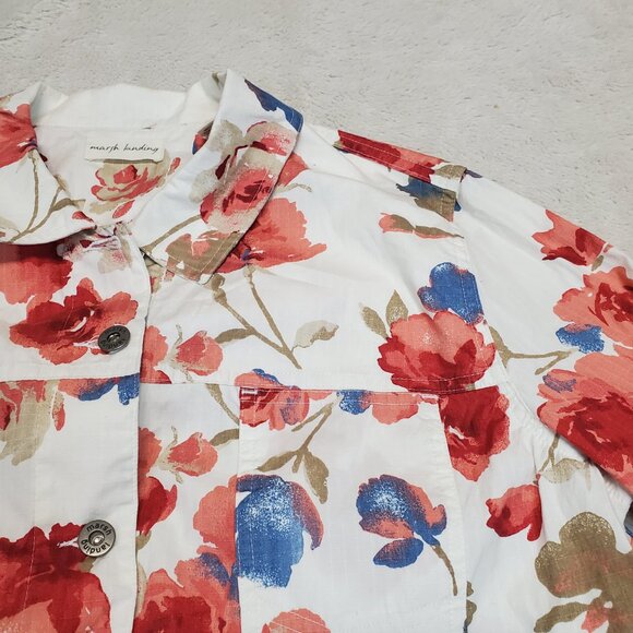 NWT Marsh Landing‎ White Red Blue Floral Cottagecore Romantic Top Skirt Set L 10 - Picture 5 of 16